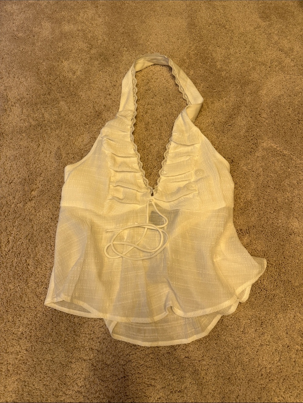 PacSun Cream Halter Peplum Tie-Front Tank